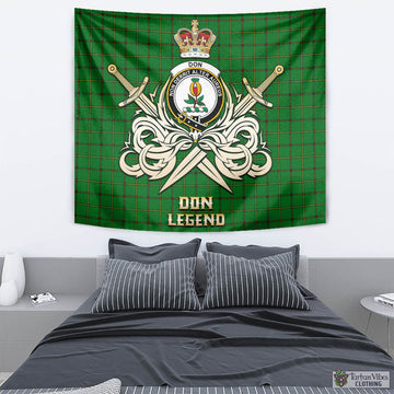 Don Tartan Tapestry with Clan Crest and the Golden Sword of Courageous Legacy - Tartan Vibes Clothing