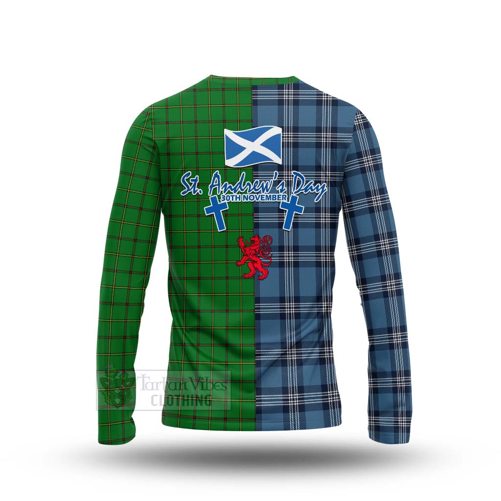 Don Tartan Long Sleeve T-Shirt Happy St. Andrew's Day Half Tartan Style - Tartan Vibes Clothing