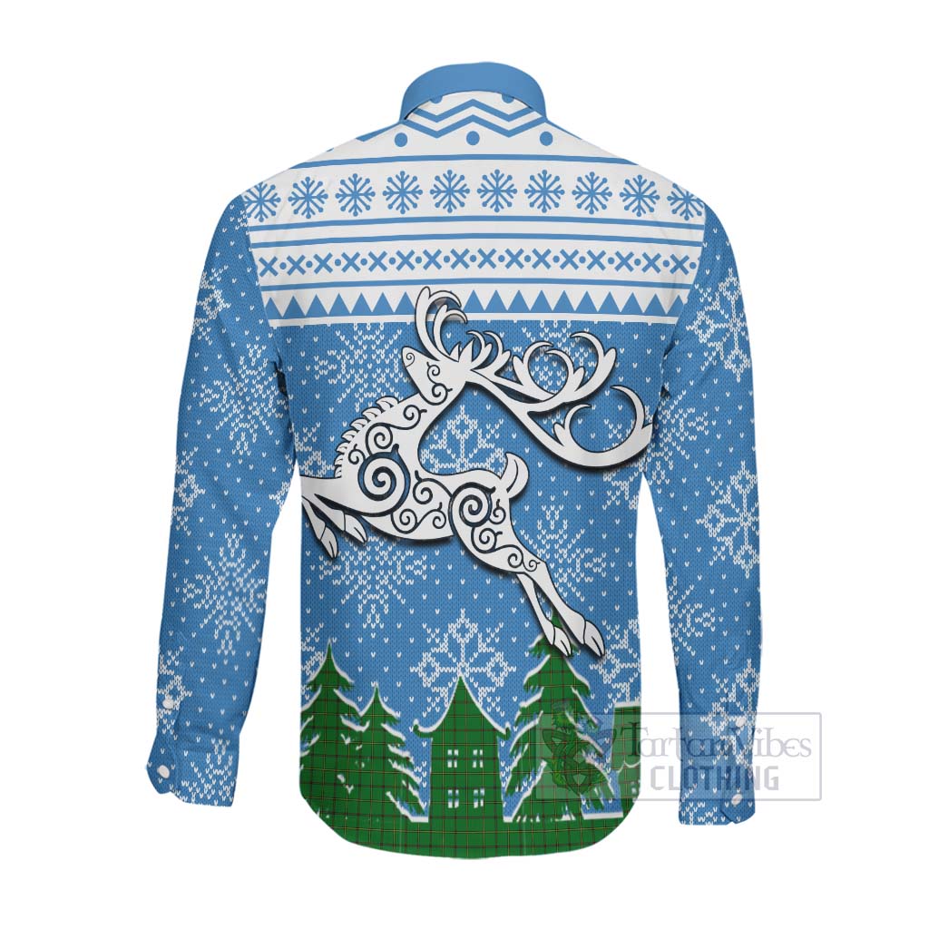 Don Clan Christmas Long Sleeve Button Shirt Celtic Reindeer Style Men's Shirt - Tartan Vibes Clothing