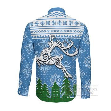 Don Clan Christmas Long Sleeve Button Shirt Celtic Reindeer Style Men's Shirt - Tartan Vibes Clothing