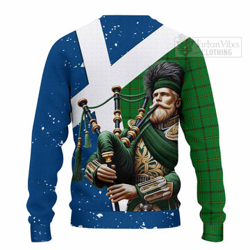 Don Tartan Knitted Sweater with Family Crest Scottish Bagpiper Vibes - Tartan Vibes Clothing