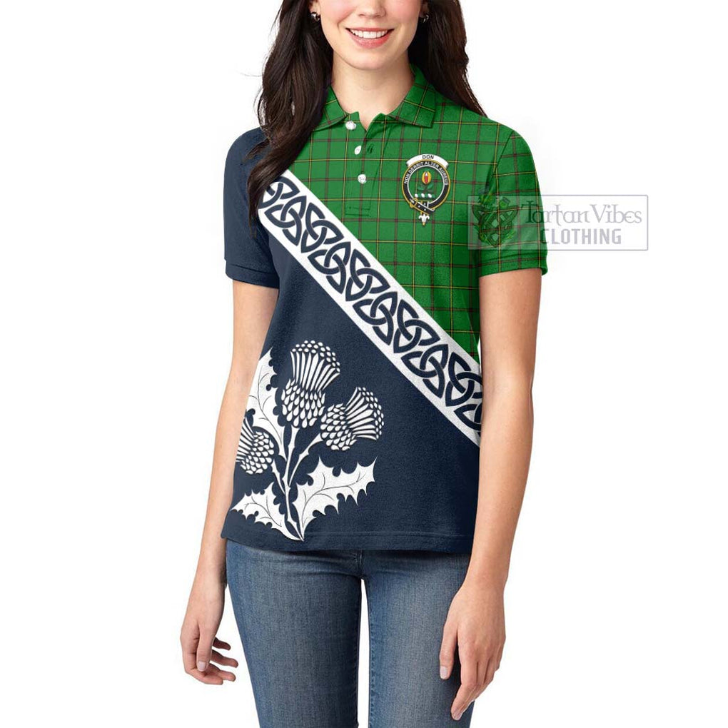 Don Tartan Women's Polo Shirt Featuring Thistle and Scotland Map - Tartanvibesclothing Store