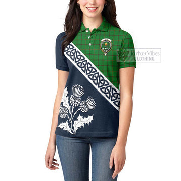 Don Tartan Women's Polo Shirt Featuring Thistle and Scotland Map - Tartanvibesclothing Store