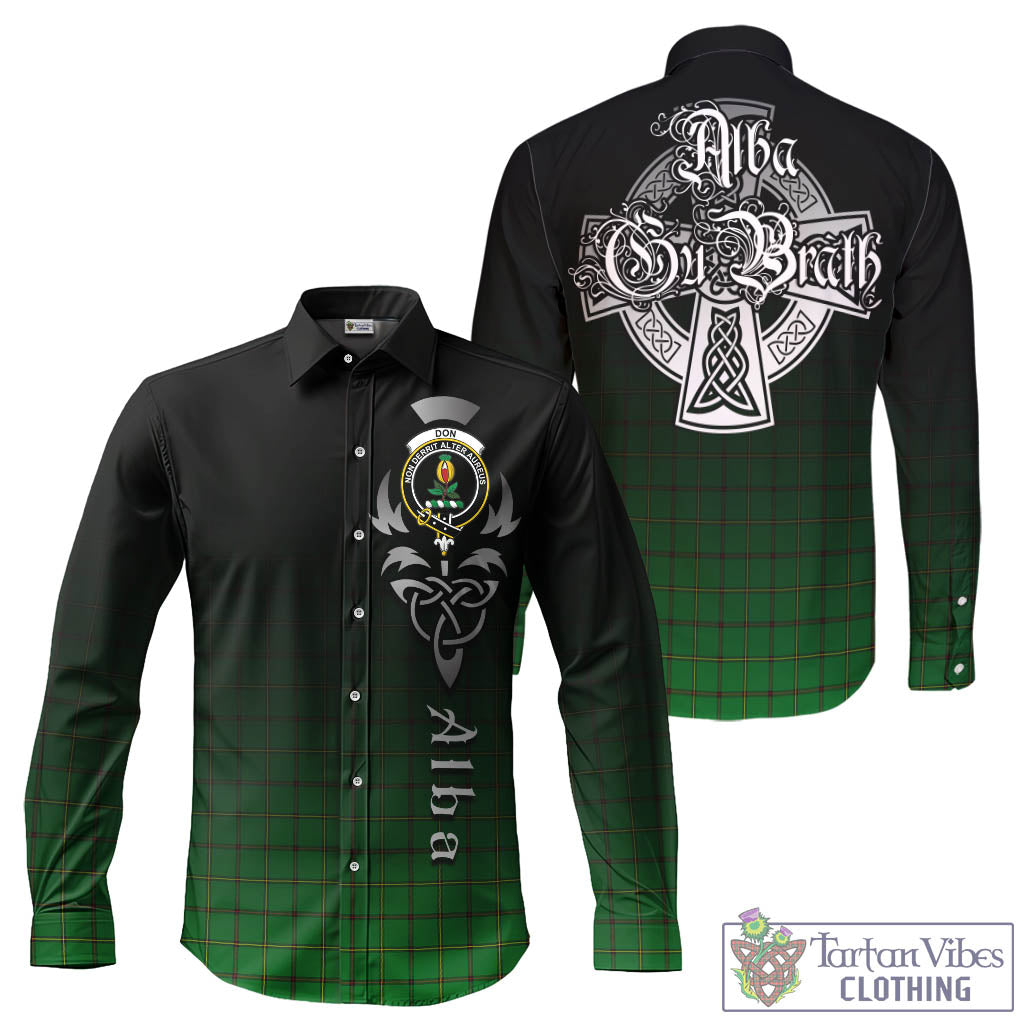 Don Tartan Long Sleeve Button Up Featuring Alba Gu Brath Family Crest Celtic Inspired - Tartan Vibes Clothing