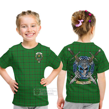 Don Tartan Kid T-Shirt with Family Crest Celtic Skull Style - Tartan Vibes Clothing