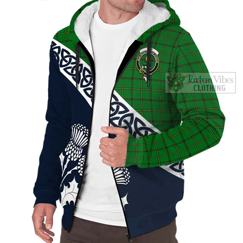 Don Tartan Sherpa Hoodie Featuring Thistle and Scotland Map - Tartan Vibes Clothing