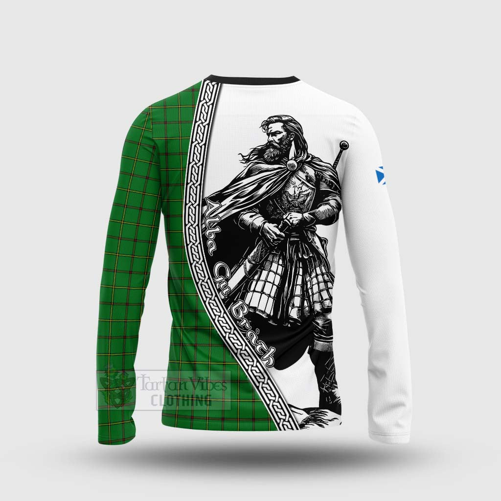 Don Tartan Clan Crest Long Sleeve T-Shirt with Highlander Warrior Celtic Style - Tartan Vibes Clothing