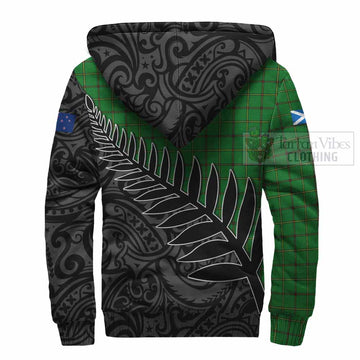 Don Crest Tartan Sherpa Hoodie with New Zealand Silver Fern Half Style - Tartan Vibes Clothing