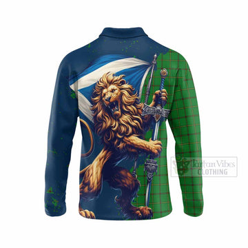Don Tartan Family Crest Long Sleeve Polo Shirt with Scottish Majestic Lion - Tartan Vibes Clothing