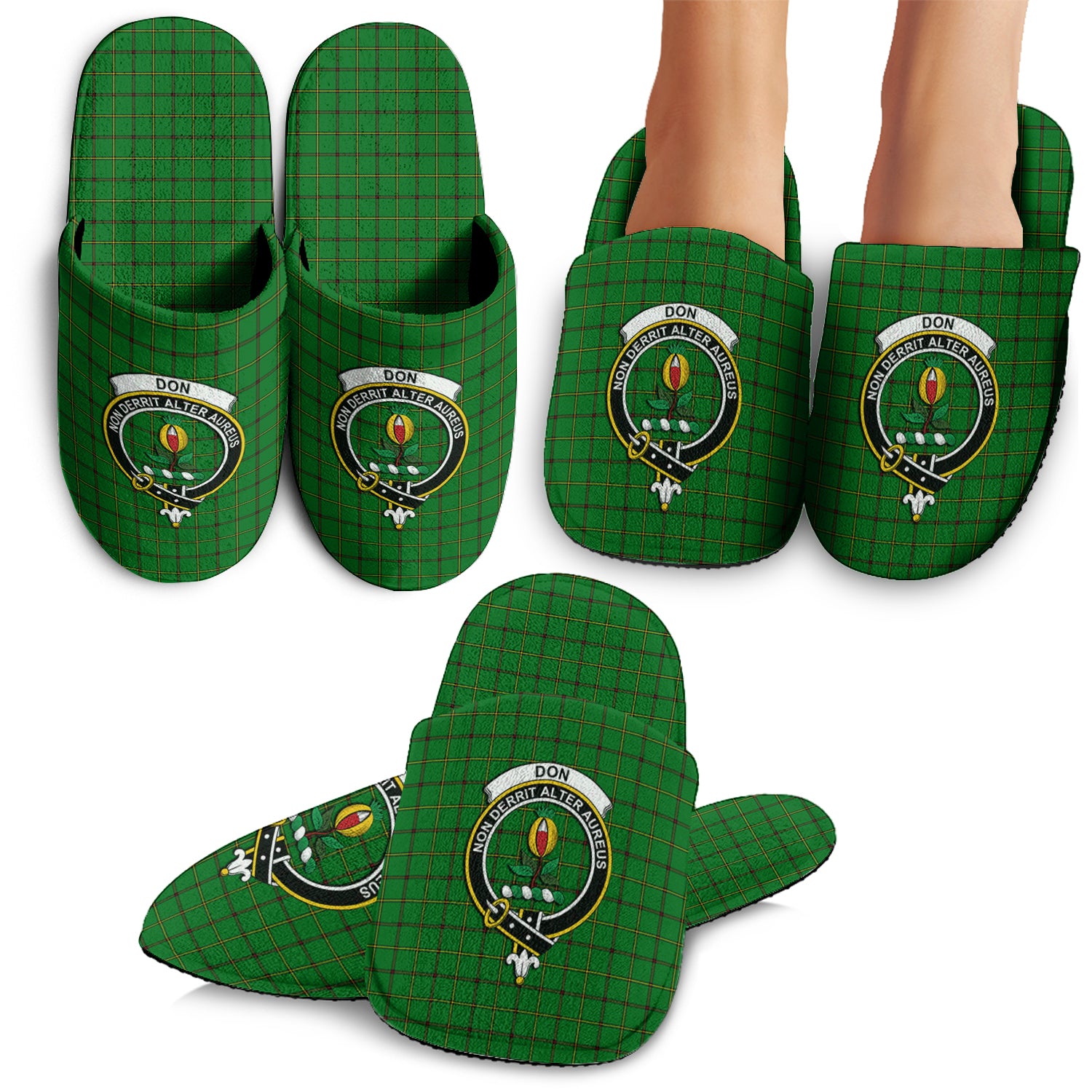 Don Tartan Home Slippers with Family Crest - Tartanvibesclothing