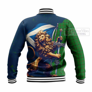 Don Tartan Family Crest Baseball Jacket with Scottish Majestic Lion - Tartan Vibes Clothing