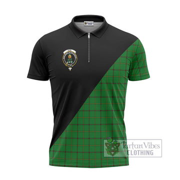 Don Tartan Zipper Polo Shirt with Family Crest and Military Logo Style - Tartan Vibes Clothing