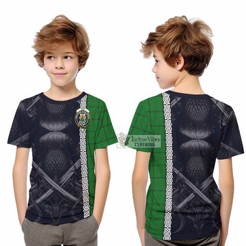 Don Tartan Kid T-Shirt with Family Crest Cross Sword Thistle Celtic Vibes - Tartan Vibes Clothing