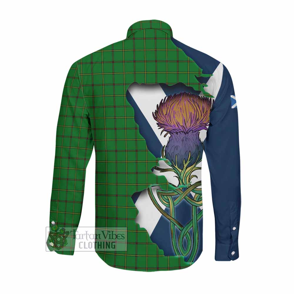 Tartan Vibes Clothing Don Tartan Family Crest Long Sleeve Button Shirt Scottish Thistle Celtic Inspired