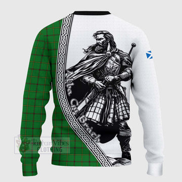 Don Tartan Clan Crest Knitted Sweater with Highlander Warrior Celtic Style - Tartan Vibes Clothing