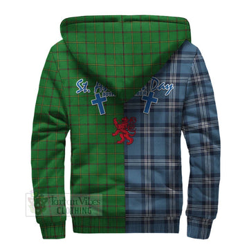 Don Tartan Sherpa Hoodie Happy St. Andrew's Day Half Tartan Style - Tartan Vibes Clothing