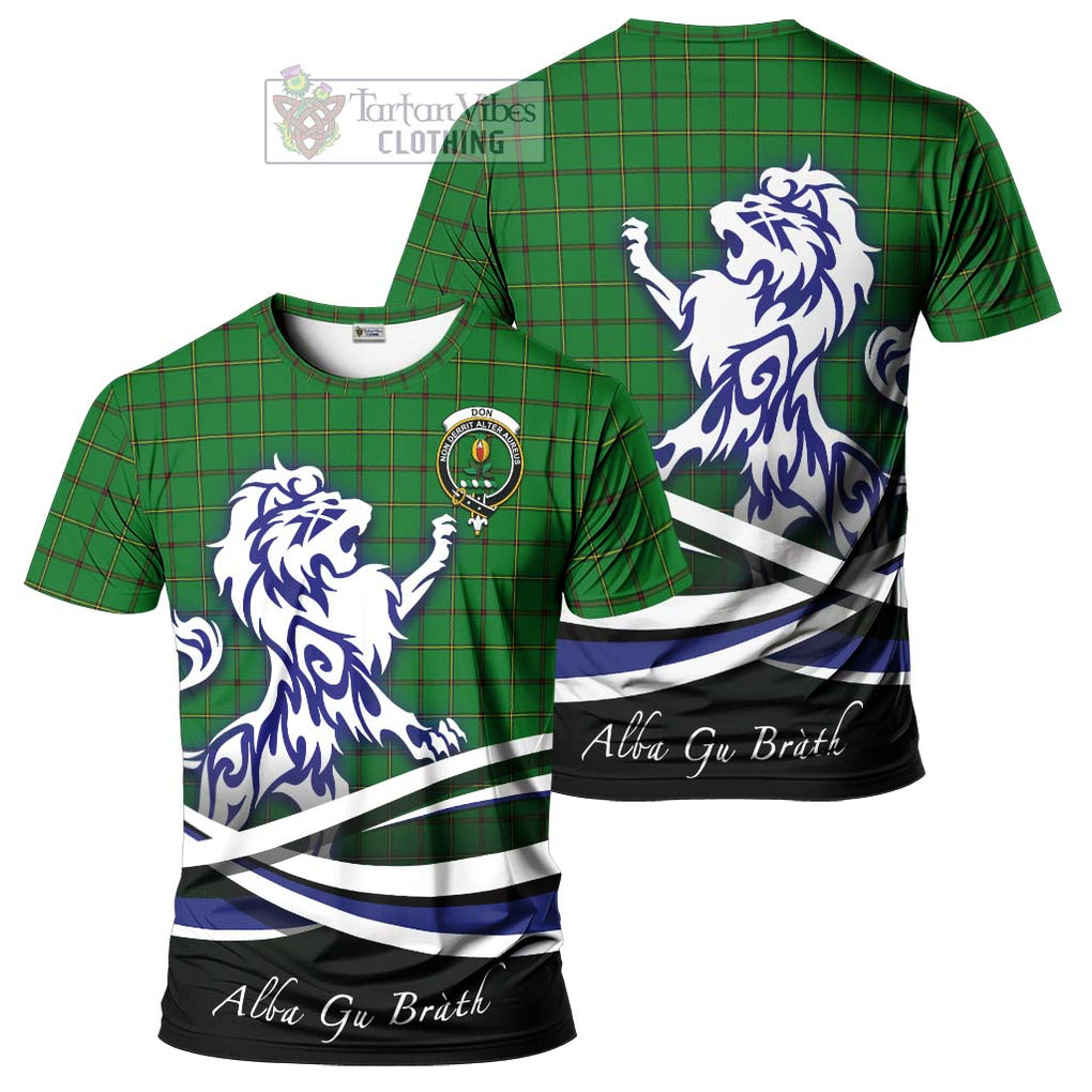 Don Tartan Cotton T-shirt with Alba Gu Brath Regal Lion Emblem Women's Shirt - Tartan Vibes Clothing