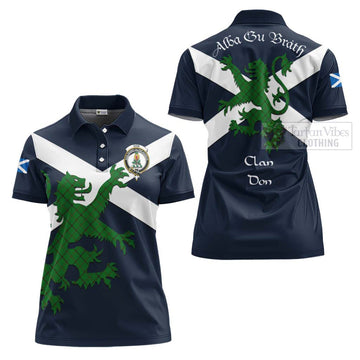 Don Tartan Lion Rampant Women's Polo Shirt Proudly Display Your Heritage with Alba Gu Brath and Clan Name - Tartan Vibes Clothing