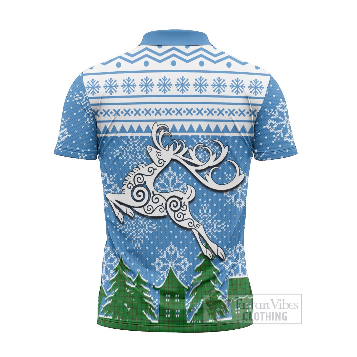 Don Clan Christmas Zipper Polo Shirt Celtic Reindeer Style - Tartan Vibes Clothing
