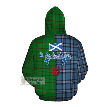 Don Tartan Cotton Hoodie Happy St. Andrew's Day Half Tartan Style Pullover Hoodie - Tartan Vibes Clothing