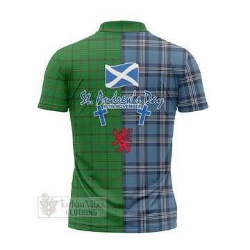 Don Tartan Zipper Polo Shirt Happy St. Andrew's Day Half Tartan Style - Tartan Vibes Clothing