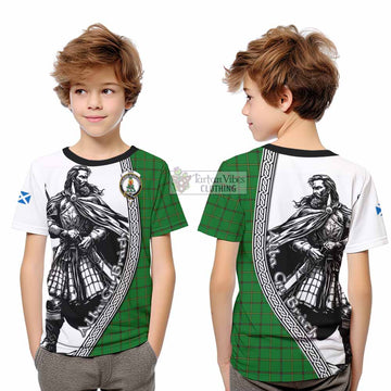 Don Tartan Clan Crest Kid T-Shirt with Highlander Warrior Celtic Style - Tartan Vibes Clothing