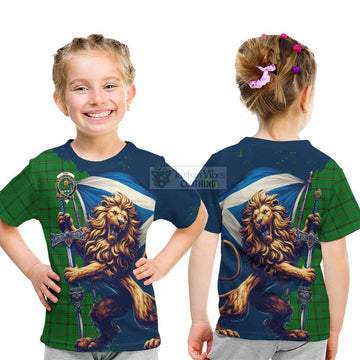 Don Tartan Family Crest Kid T-Shirt with Scottish Majestic Lion - Tartan Vibes Clothing
