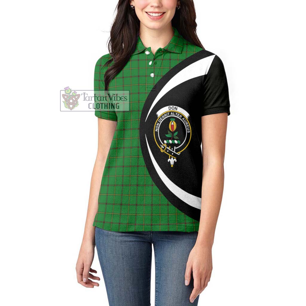 Don Tartan Women's Polo Shirt with Family Crest Circle Style - Tartan Vibes Clothing
