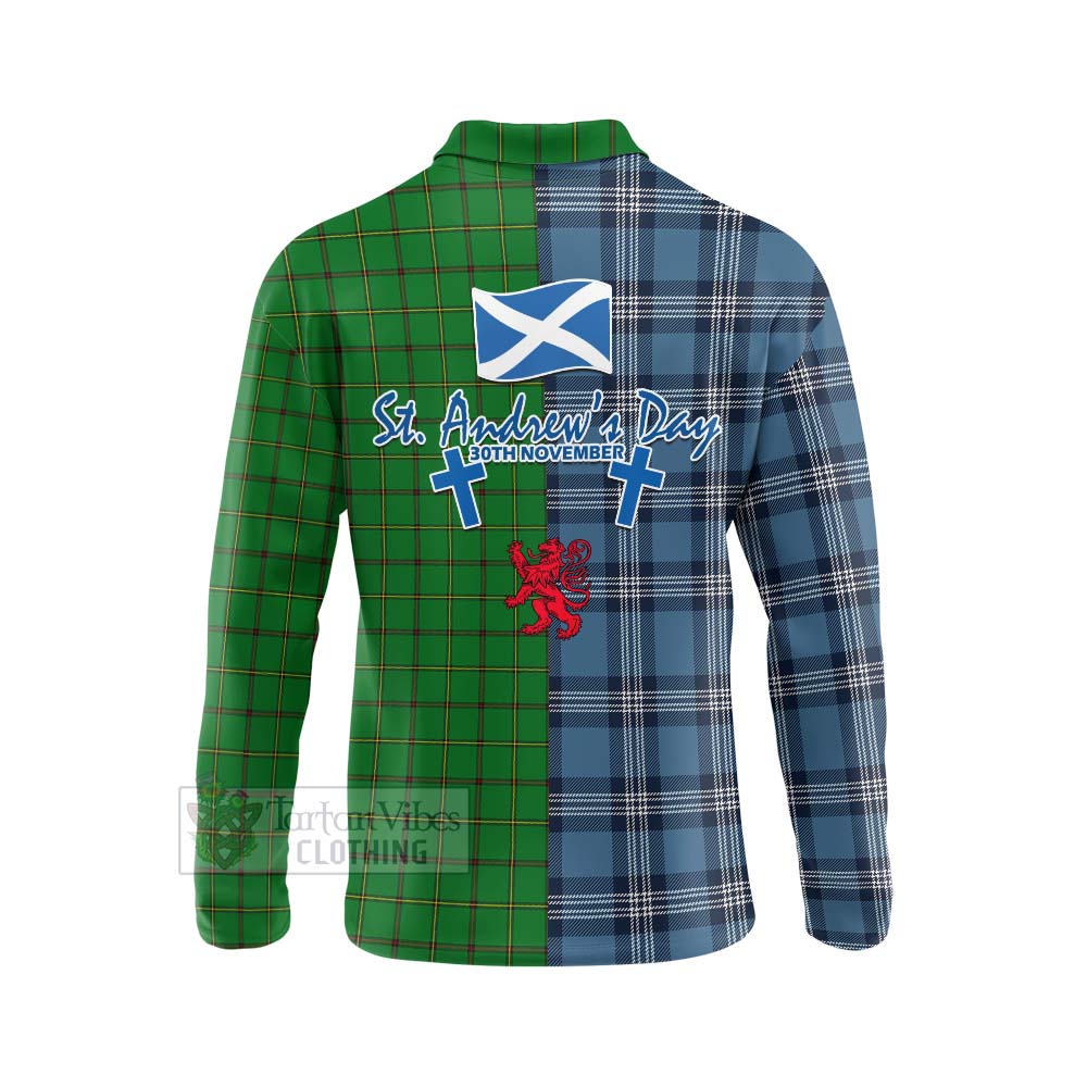 Don Tartan Long Sleeve Polo Shirt Happy St. Andrew's Day Half Tartan Style - Tartan Vibes Clothing