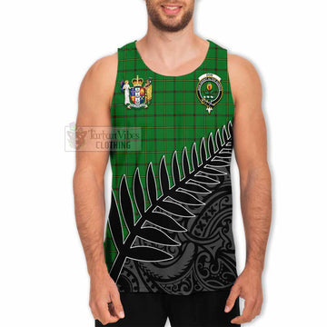 Don Crest Tartan Men's Tank Top with New Zealand Silver Fern Half Style - Tartan Vibes Clothing