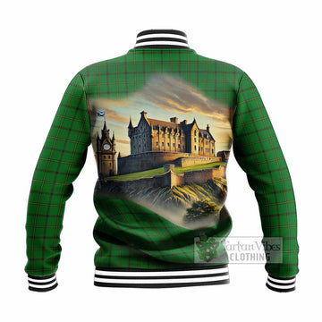Don Tartan Family Crest Baseball Jacket with Scottish Ancient Castle Style - Tartan Vibes Clothing
