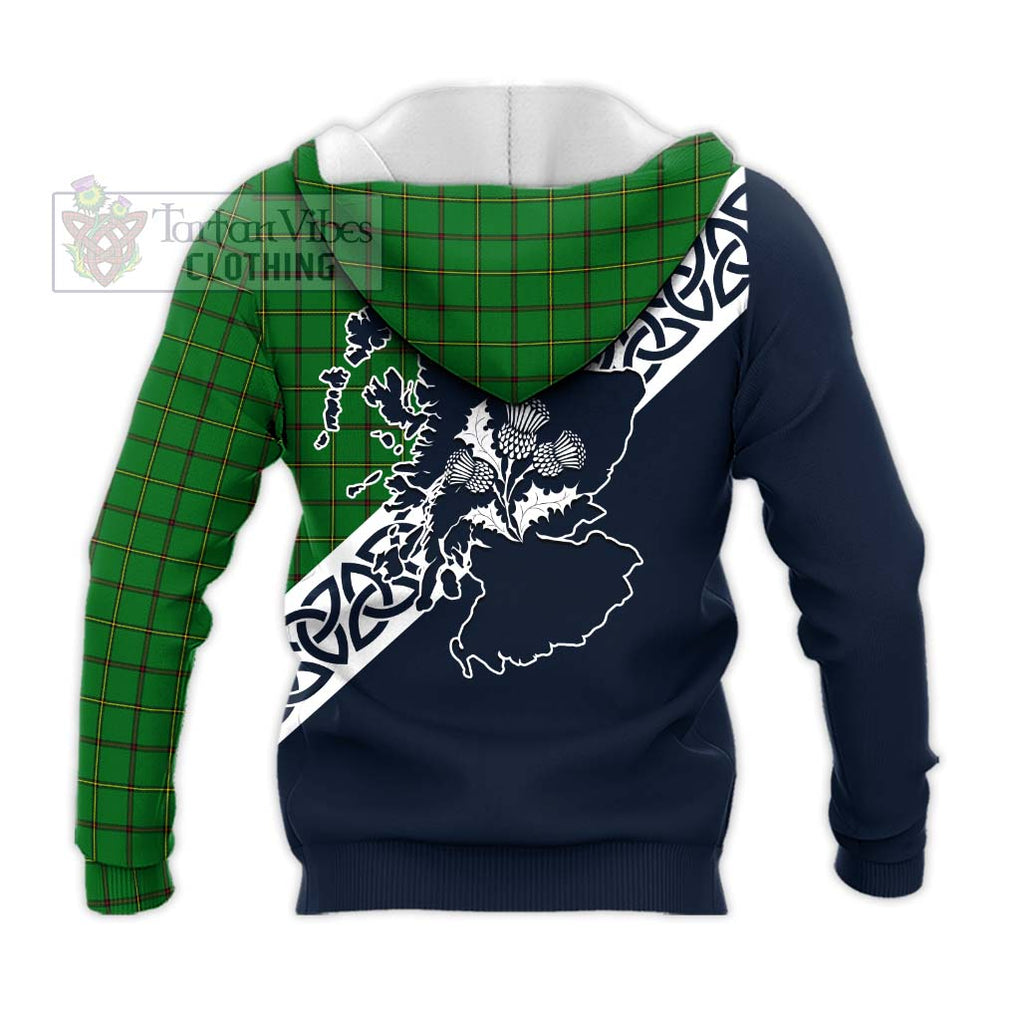 Don Tartan Knitted Hoodie Featuring Thistle and Scotland Map - Tartan Vibes Clothing