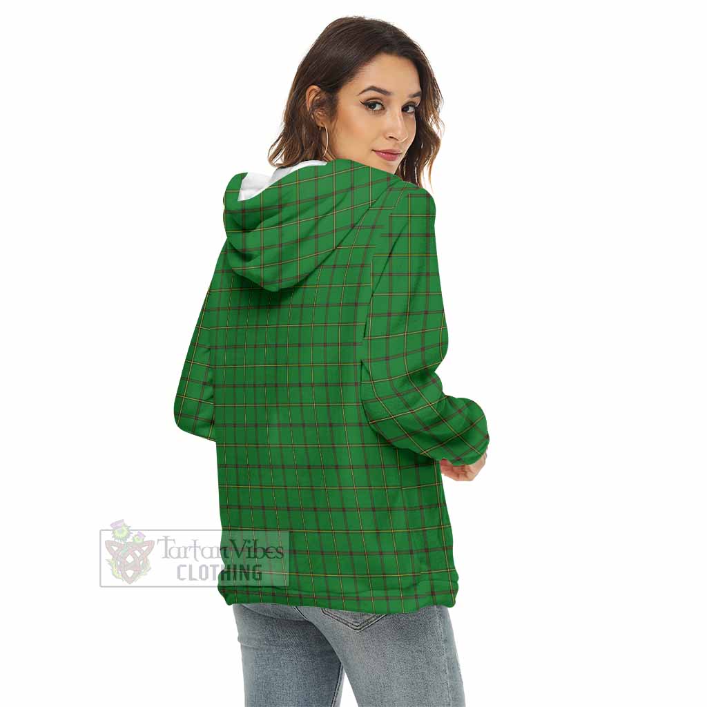 Don Tartan Women's Borg Fleece Hoodie with Half Zip with Family Crest - Tartan Vibes Clothing