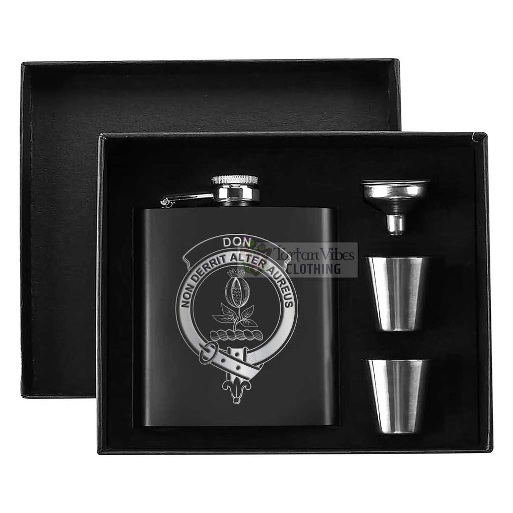 Don Crest Hip Flask Set 7oz Black Stainless Steel with A Gift Box - 2D-tartanvibesclothing