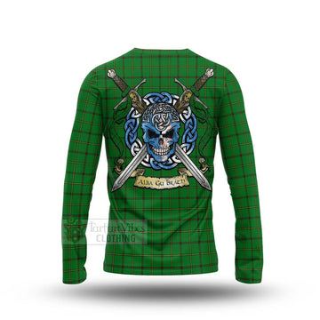 Don Tartan Long Sleeve T-Shirt with Family Crest Celtic Skull Style - Tartan Vibes Clothing