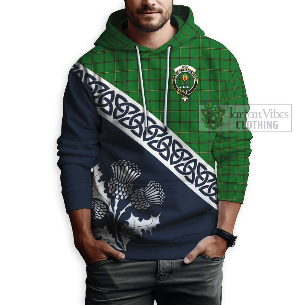 Don Tartan Hoodie Featuring Thistle and Scotland Map - Tartan Vibes Clothing