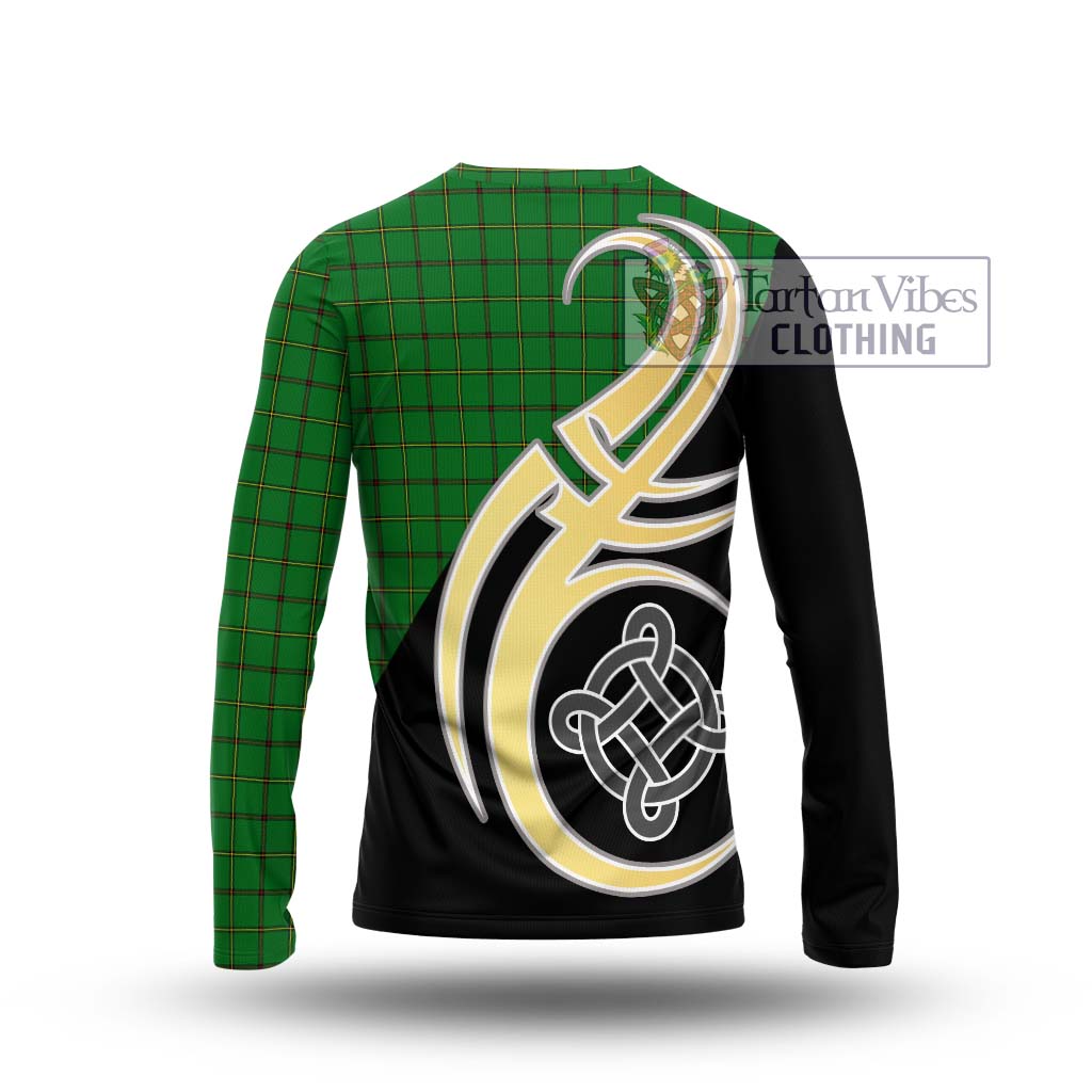Don Tartan Long Sleeve T-Shirt with Family Crest and Celtic Symbol Style - Tartan Vibes Clothing