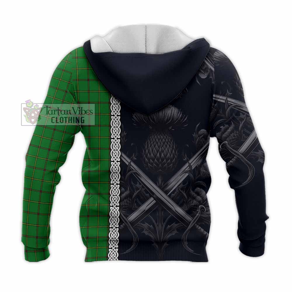 Don Tartan Knitted Hoodie with Family Crest Cross Sword Thistle Celtic Vibes - Tartan Vibes Clothing