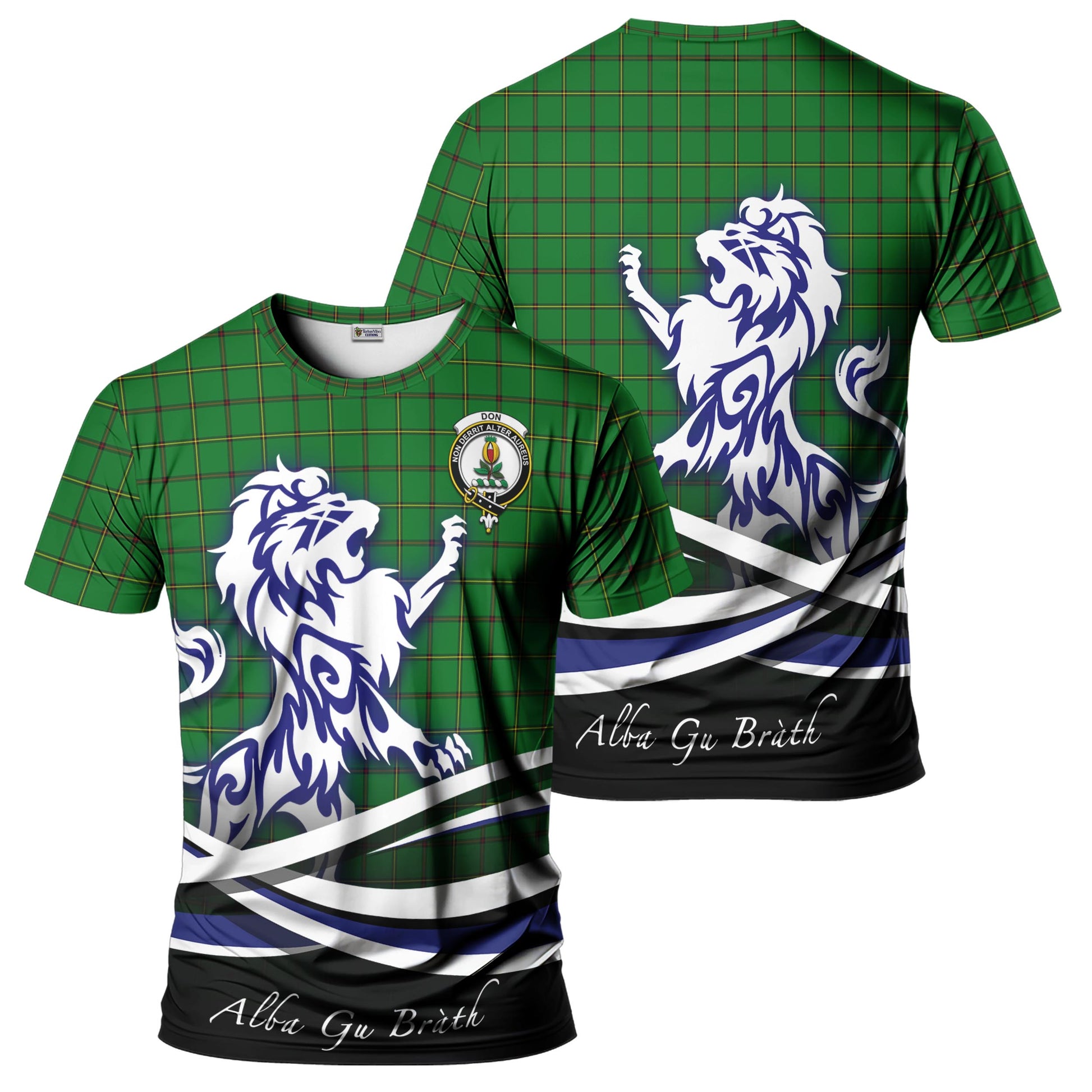 Don Tartan T-Shirt with Alba Gu Brath Regal Lion Emblem - Tartan Vibes Clothing