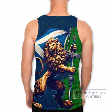 Don Tartan Family Crest Men's Tank Top with Scottish Majestic Lion - Tartan Vibes Clothing