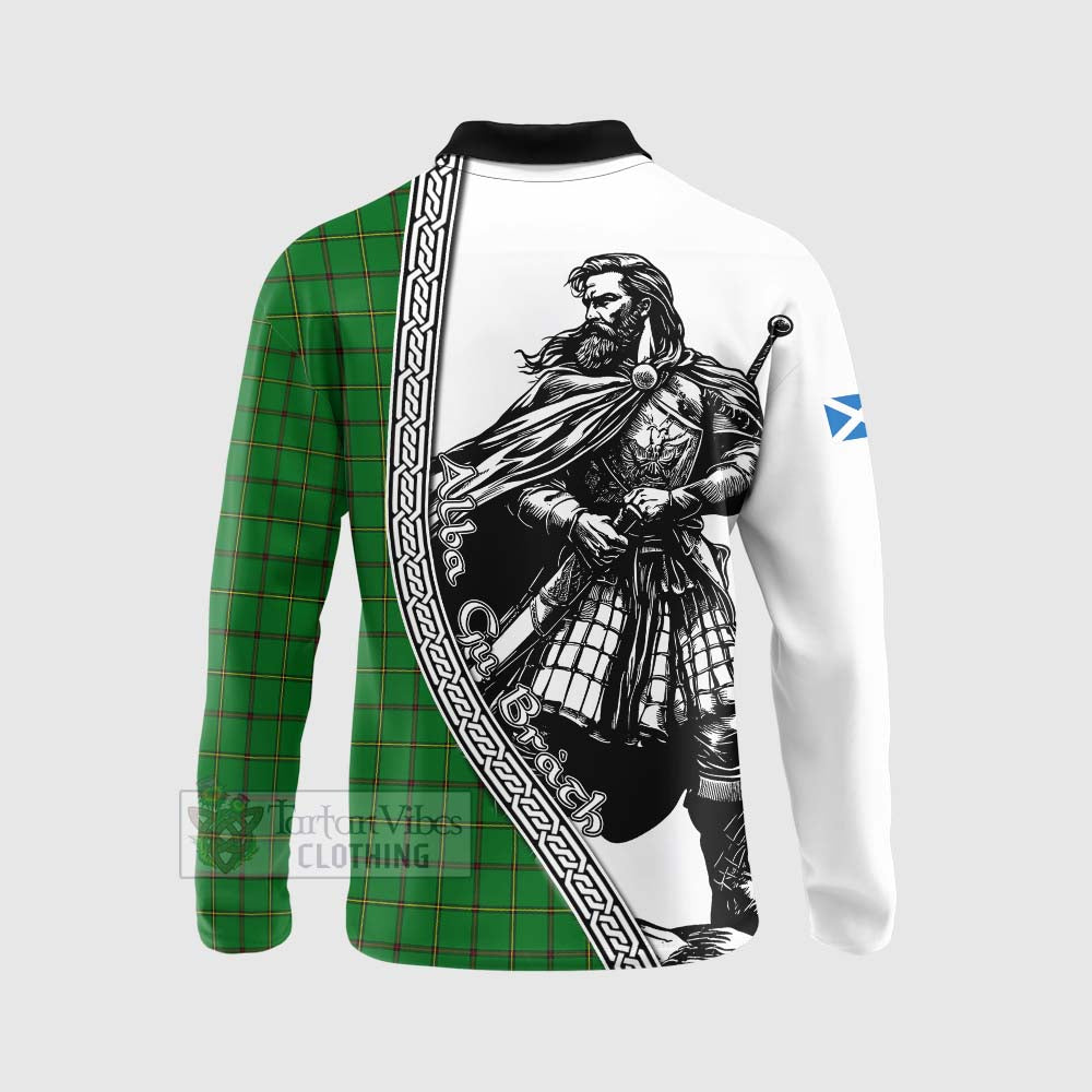 Don Tartan Clan Crest Long Sleeve Polo Shirt with Highlander Warrior Celtic Style - Tartan Vibes Clothing