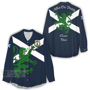 Don Tartan Lion Rampant Women's Casual Shirt Proudly Display Your Heritage with Alba Gu Brath and Clan Name - Tartan Vibes Clothing
