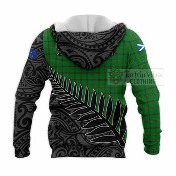 Tartan Vibes Clothing Don Crest Tartan Knitted Hoodie with New Zealand Silver Fern Half Style