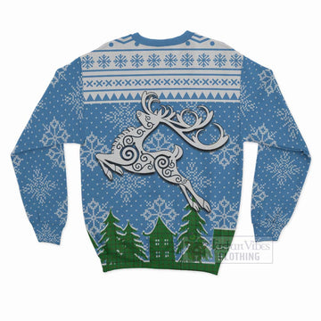 Don Clan Christmas Sweatshirt Celtic Reindeer Style - Tartan Vibes Clothing