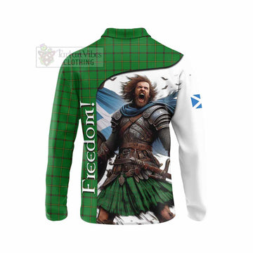 Don Crest Tartan Long Sleeve Polo Shirt Inspired by the Freedom of Scottish Warrior - Tartan Vibes Clothing