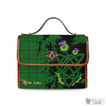 Don Tartan Waterproof Canvas Bag with Scotland Map and Thistle Celtic Accents