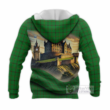 Don Tartan Family Crest Knitted Hoodie with Scottish Ancient Castle Style - Tartan Vibes Clothing