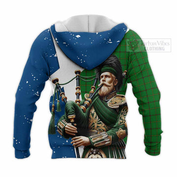Don Tartan Knitted Hoodie with Family Crest Scottish Bagpiper Vibes - Tartan Vibes Clothing
