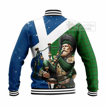 Don Tartan Baseball Jacket with Family Crest Scottish Bagpiper Vibes - Tartan Vibes Clothing