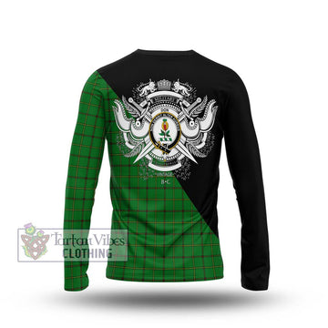 Don Tartan Long Sleeve T-Shirt with Family Crest and Military Logo Style - Tartan Vibes Clothing